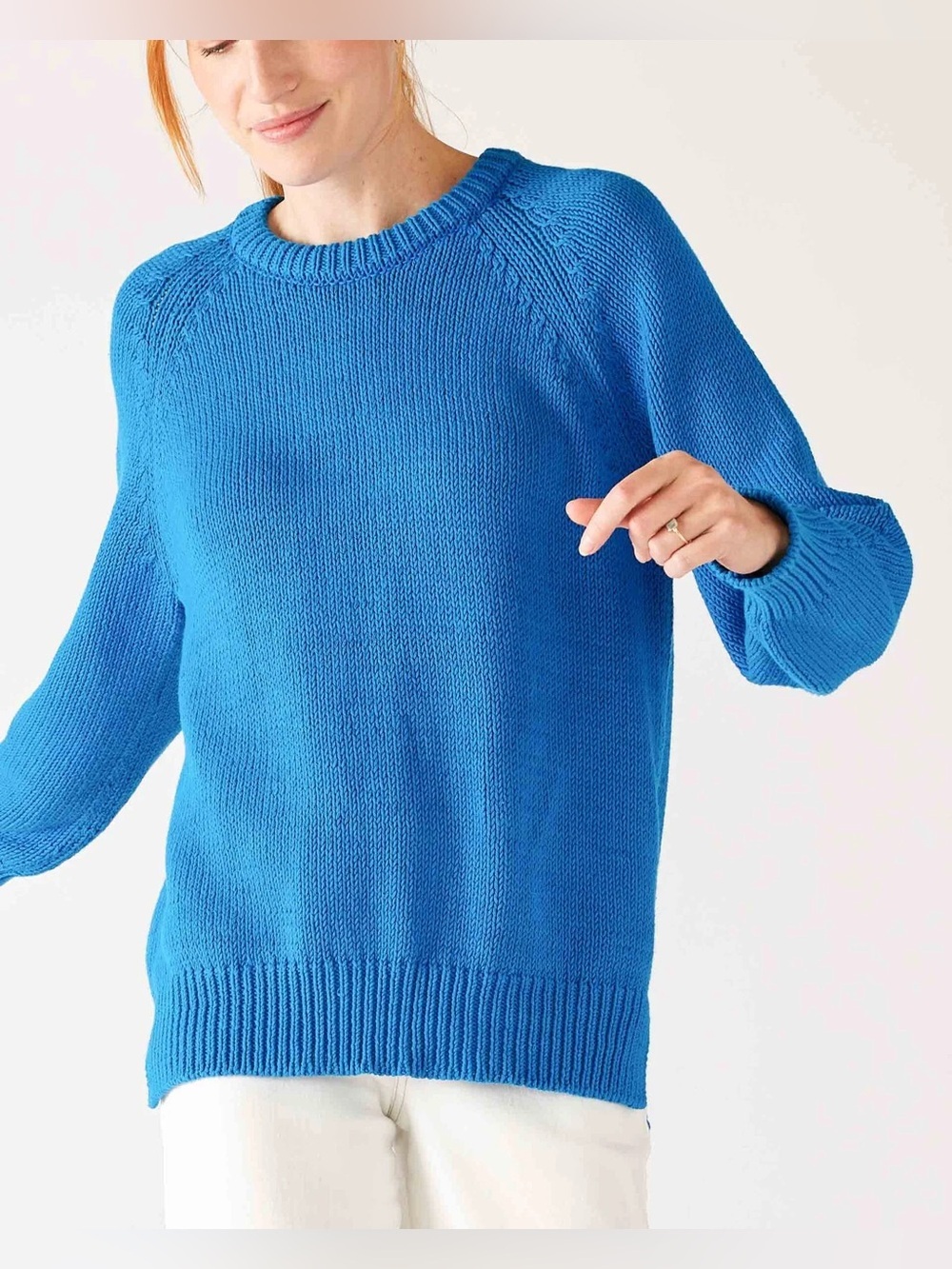 Mersea Voyageur Amalfi Cotton Knit Sweater Blueberry Oversized Size XL EUC